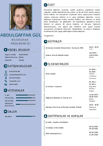 Bilgisayar Programcısı CV Örnekleri cv indir